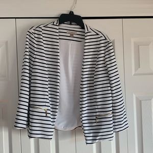 Lightly worn white and black stripe blazer. Size L